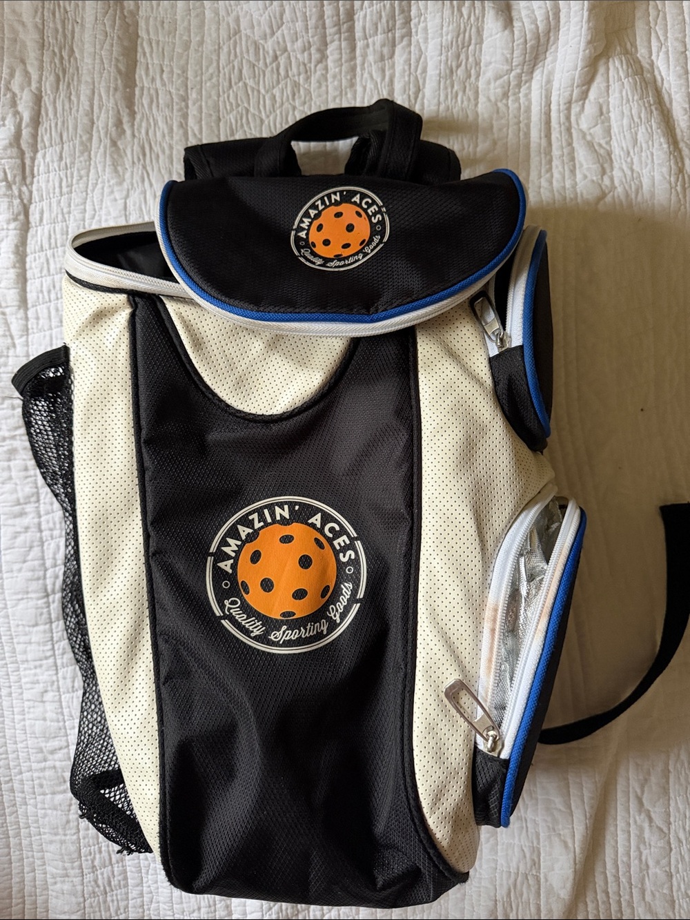 Amazin' Aces Pickleball Backpack Black & Blue (men’s or women’s)